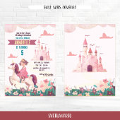 プリンセスライディングユニコーン誕生日パーティーの招待 招待状