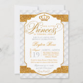 プリンセスラグジュアリーホワイト金ゴールド誕生日招待状 招待状 (正面)