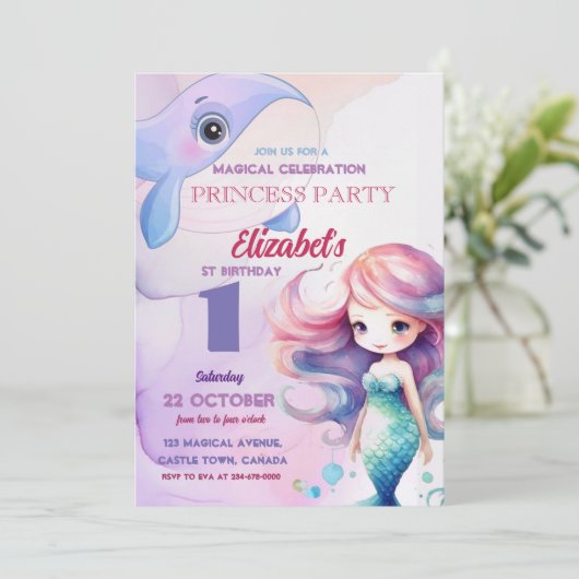 プリンセスリトルマーメイド魔法シーワンバースデー 招待状 (スタンド正面)