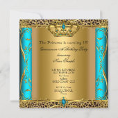 プリンセスレガルティール(緑がかった色)レオパードキンセアニラパーティー 招待状 (裏面)