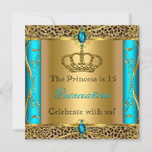 プリンセスレガルティール(緑がかった色)レオパードキンセアニラパーティー 招待状 (正面)