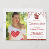 プリンセスレッド王室のグリッター写真キンセアニェラ 招待状 (正面)