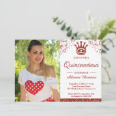 プリンセスレッド王室のグリッター写真キンセアニェラ 招待状 (スタンド正面)