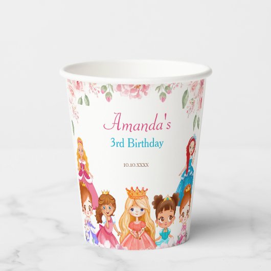 プリンセスロイヤルズピンクバースデーパーティー第3紙カップ 紙コップ (裏面)