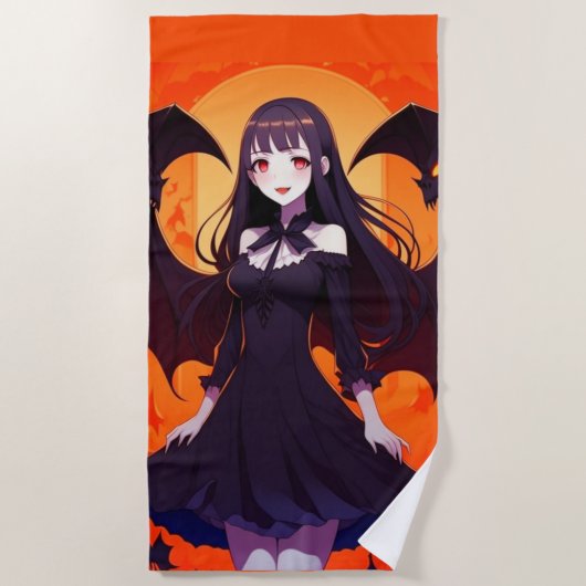 プリンセスヴァンパイアこうもり – ゴシック ビーチタオル (正面)