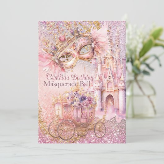 プリンセス仮装おとぎ話バースデーパーティー 招待状 (スタンド正面)