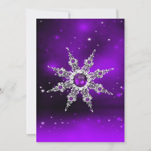 プリンセス仮装スウィート16パープルシルバーパーティー 招待状 (裏面)