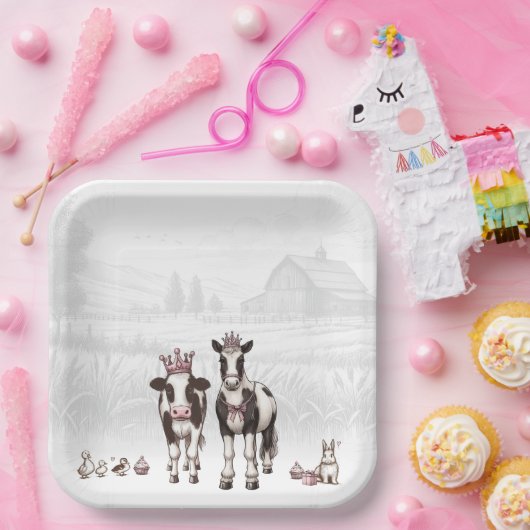 プリンセス動物誕生会 ペーパープレート (パーティー)