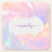 プリンセス名モノグラムユニコーンキンセアニラピンク スクエアペーパーコースター (正面)
