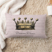 プリンセス名前をカスタムするヴィンテージ金ゴールドクラウンデコール ランバークッション (ブランケット)