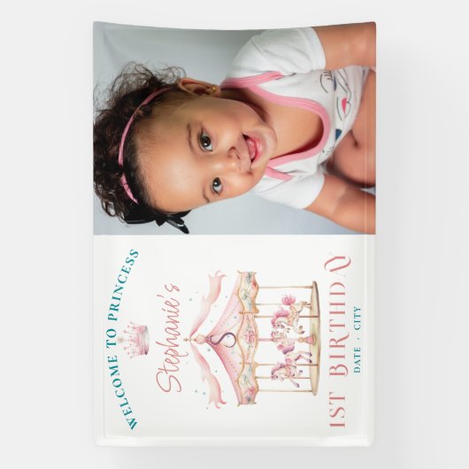 プリンセス回転木馬マジカル1stバースデーウェルカム 横断幕 (縦)