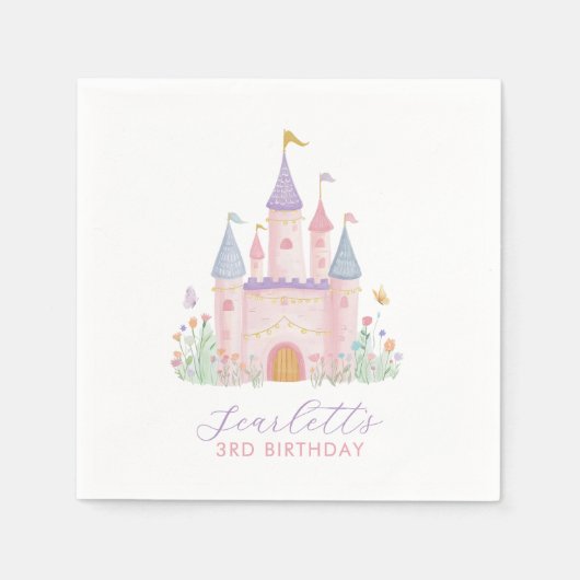 プリンセス城の女子誕生日パーティー スタンダードカクテルナプキン (正面)