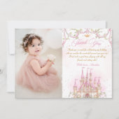 プリンセス城の少女誕生日写真感謝カード サンキューカード (正面)