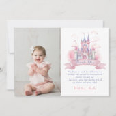 プリンセス城の少女誕生日写真感謝カード サンキューカード (正面)