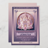 プリンセス城の誕生日パーティーの招待 招待状 (正面/裏面)