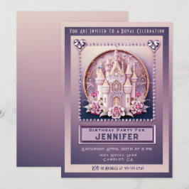 プリンセス城の誕生日パーティーの招待 招待状