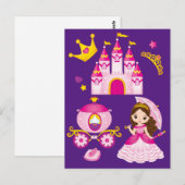 プリンセス城ティアラクラウン小さな女の子紫 ポストカード (正面/裏面)
