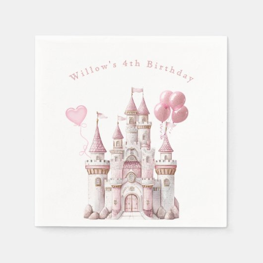 プリンセス城バルーン スタンダードカクテルナプキン (正面)
