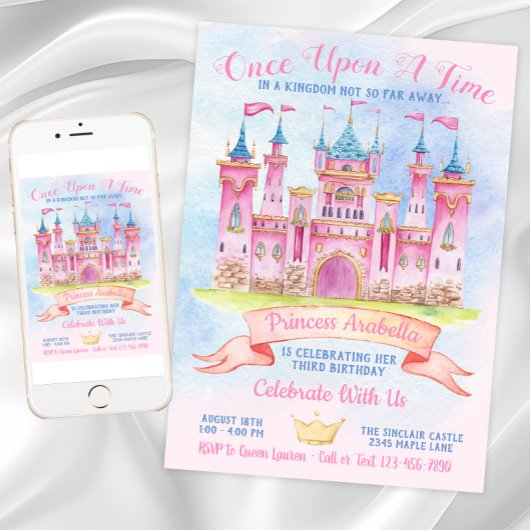 プリンセス城任意の番号プリンセス誕生日パーティー 招待状