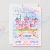 プリンセス城任意の番号プリンセス誕生日パーティー 招待状 (正面)