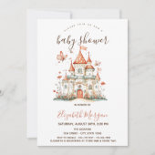 プリンセス城蝶のストライプ赤ちゃんシャワー 招待状 (正面)