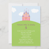 プリンセス城誕生日パーティーの招待 招待状 (正面)