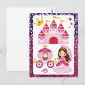 プリンセス城 ゴールドクラウン ピンク パープル シークイン ポストカード (正面/裏面)