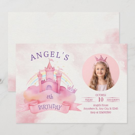 プリンセス城 招待状 (正面/裏面)