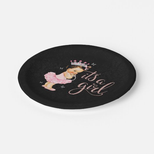 プリンセス女の子の赤ちゃんシャワープレート ペーパープレート (アングル)