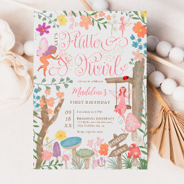 プリンセス妖精キノコの花シック1歳の誕生日 招待状