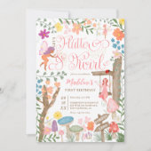 プリンセス妖精キノコの花シック1歳の誕生日 招待状 (正面)