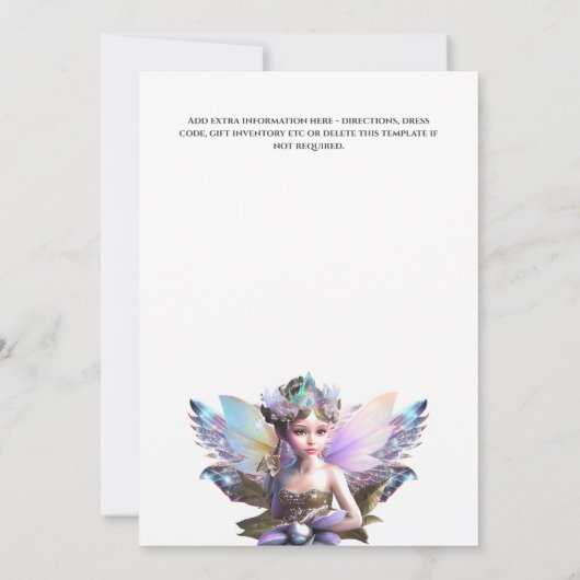 プリンセス妖精グリッターウイングマジカルポータルピンク 招待状 (裏面)