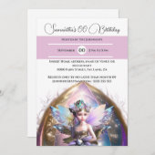 プリンセス妖精グリッターウイングマジカルポータルピンク 招待状 (正面/裏面)