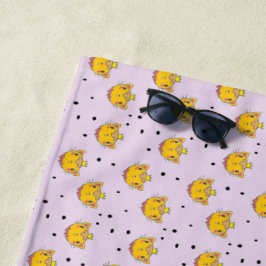 プリンセス子猫の紫 ビーチタオル