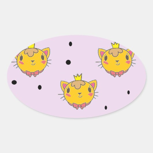 プリンセス子猫の紫 楕円形シール (正面)