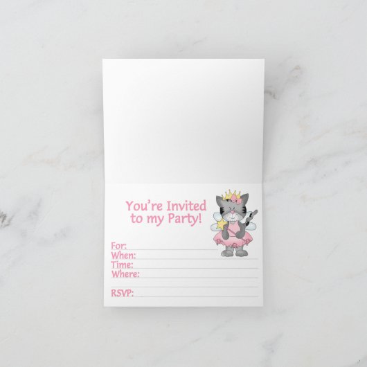 プリンセス子猫1st誕生日の埋め込み招待状 招待状 (内部)