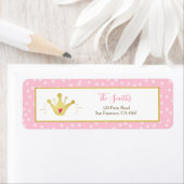 プリンセス差出人住所ラベルピンク金ゴールドクラウンガール ラベル (インサイチュ)