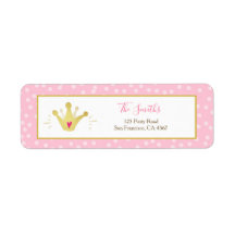 プリンセス差出人住所ラベルピンク金ゴールドクラウンガール