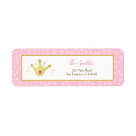 プリンセス差出人住所ラベルピンク金ゴールドクラウンガール ラベル