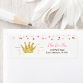 プリンセス差出人住所ラベルピンク金ゴールドクラウンガール ラベル (インサイチュ)