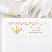 プリンセス差出人住所ラベルピンク金ゴールドクラウンガール ラベル (インサイチュ)