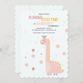 プリンセス恐竜の誕生日パーティーの招待状 招待状 (正面/裏面)