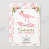 プリンセス恐竜パーティの招待状 招待状 (正面/裏面)