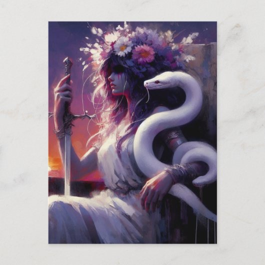 プリンセス戦士と彼女のペットのヘビ ポストカード (正面)