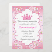 プリンセス招待状ガールバースデーパーティーバタフライ 招待状 (正面/裏面)