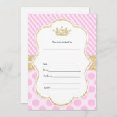 プリンセス招待状ピンクゴールドグリッター 招待状 (正面/裏面)