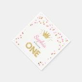 プリンセス最初の誕生日ペーパーナプキン金ゴールドピンク スタンダードカクテルナプキン (角)