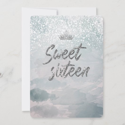 プリンセス水色の冬のワンダーランド甘い16 招待状 (裏面)