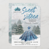 プリンセス水色の冬のワンダーランド甘い16 招待状 (正面/裏面)