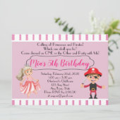 プリンセス海賊テーマの誕生日パーティー招待状 招待状 (スタンド正面)